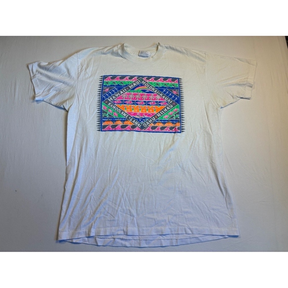 Hanes Hawaii Graphic T-Shirt XL Vintage Made in USA Kauai Single Stitch